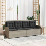 Garden Bench with Cushion Light Grey Poly Rattan 3394445