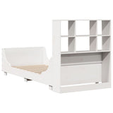 ZNTS Bookcase Bed without Mattress White 75x190 cm Small Single Solid Wood 3323831