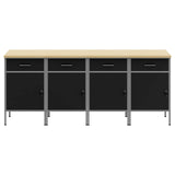 Work Cabinet with Drawer 4 pcs Black and Grey 200 x 55 x 85 cm 3321384