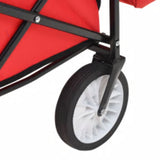 ZNTS Folding Hand Trolley with Canopy Steel Red 147589