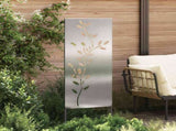 Garden Privacy Screen Floral Silver 50 x 140 cm Stainless steel 876326