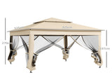 3 x 3 Pop Up Gazebo, Double-roof Garden Tent with Netting and Carry Bag, Party Event Shelter for T3398P325122
