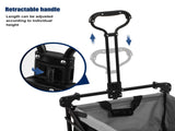 Garden Cart with Romovable Canopy, Foldable Trolley Wagon 4 Wheels Front Cup Holder Cooler Bag Push MG193381BAA