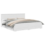 Bed Frame with Headboard White 200 x 200 cm Engineered Wood 3410854