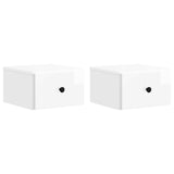 Wall-Mounted Bedside Cabinet with Drawer 2 pcs High Gloss White 899114