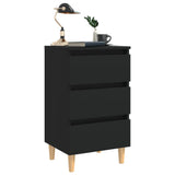 Bed Cabinet with Solid Wood Legs Black 40x35x69 cm 805889