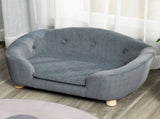 Dog Sofa Bed Pet Chair Couch with Water Resistant Fabric, Kitten Lounge with Soft Cushion, Wooden T3398P425257