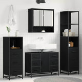 Bathroom Furniture Set 3 pcs Black Oak Engineered Wood 3402493