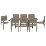 Garden Dining Set 9 pcs Grey Poly Rattan 3365433