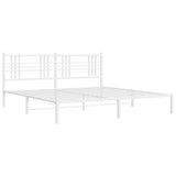 Metal Bed Frame without Mattress with Headboard White 193x203cm 376379