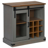 Sideboard HALDEN with Sliding Door Grey 80x40x80 cm Solid Wood 4018423