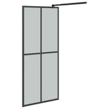 Walk-in Shower Wall with Shelf Black 90x195 cm ESG Glass&Aluminium 3185465