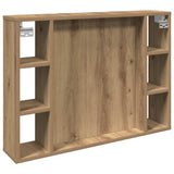 Mirror Cabinet with LED Artisan Oak 76x15x55 cm Engineered Wood 857002