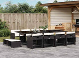 13 Piece Garden Dining Set with Cushions Black Poly Rattan 3211158