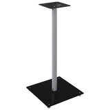 Speaker Stands 2 pcs Black&Silver Tempered Glass 1 Pillar Design 51816