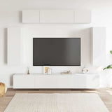 6 Piece TV Cabinet Set White Engineered Wood 3078699