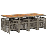 13 Piece Garden Dining Set with Cushions Grey Poly Rattan 3210806