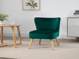 Modern Accent Chair, Fabric Living Room Chair with Rubber Wood Legs and Thick Padding, Green T3398P328136