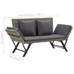 Garden Bench with Cushions Grey 176 cm Poly Rattan 317183