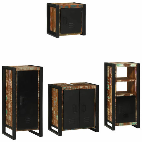 Bathroom Furniture Set 4 pcs Multicolour Solid Reclaimed Wood 3305655