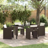 Garden Dining Set with Cushion 5 pcs Brown Poly Rattan 3379986