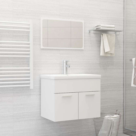 ZNTS 2 Piece Bathroom Furniture Set White Engineered Wood 804782