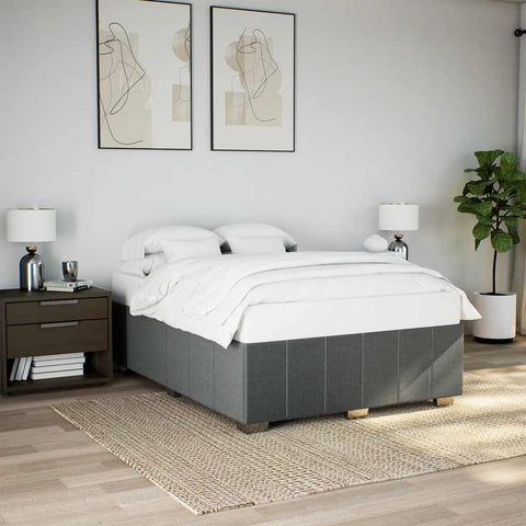 ZNTS Bed Frame without Mattress Dark Grey Double Fabric 3284869