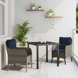 Garden Dining Set with Cushion 3 pcs Grey Poly Rattan 3380190