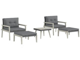 Five-Piece Rattan Patio Set, with Wood-Top Table - Grey T3398P377533