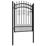 Fence Gate KAMPEN with Spear Top Black 103x125 cm Steel 151091