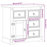 Sideboard Corona 80x40x75 cm Solid Wood Pine 4005679