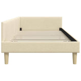 Corner Bed Frame with Headboard Cream 90 x 190 cm Fabric 42016115