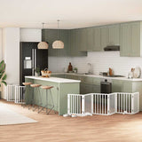 Dog Gate with Door Foldable 12 Panels White 600 cm Poplar Wood 3155536