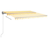 Freestanding Manual Retractable Awning 400x300 cm Yellow/White 3069738