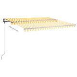 Freestanding Manual Retractable Awning 400x300 cm Yellow/White 3069738