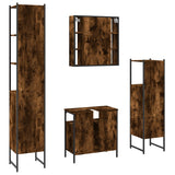 4 Piece Bathroom Cabinet Set Smoked Oak Engineered Wood 3214767