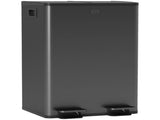 56L Dual Compartment Stainless Steel Bin, with Deodoriser Holders - Black T3398P424964