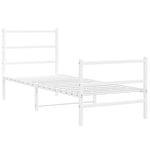 Metal Bed Frame without Mattress with Footboard White 75x190cm 355422