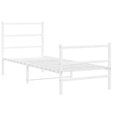 Metal Bed Frame without Mattress with Footboard White 75x190cm 355422