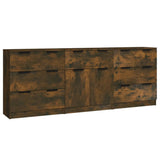 3 Piece Sideboards Smoked Oak Engineered Wood 3115801