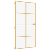 Interior Door Slim Golden 102.5x201.5 cm Tempered Glass and Aluminium 155147