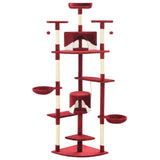 Cat Tree with Sisal Scratching Posts 203 cm Red and White 170531