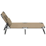 Folding Sun Lounger Taupe Oxford Fabric&Powder-coated Steel 360179