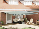 Retractable Awning Green and White 450 x 350 cm 3331189