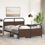Metal Bed Frame without Mattress Brown Oak 137x190 cm 3318660
