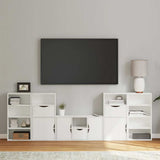 5 Piece TV Units with Storage "ODDA" White Solid Wood Pine 3365379