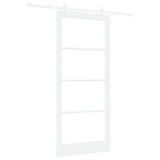 Sliding Door White 93 x 211 cm Solid Pine Wood and Glass 3332234