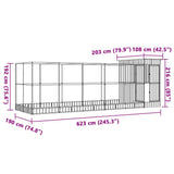 Aviary with Extension Silver 623x203x216 cm Steel 3214259