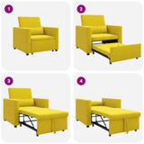 Pull out Sofa Bed Single Yellow 90 x 165 x 87 cm Velvet 42002704