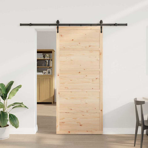 Sliding Door Brown 90 x 208 cm Solid pine wood 3381160
